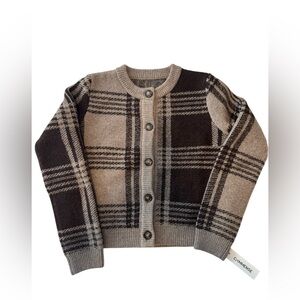 Commense Women's Checkered Cardigan - Black and Brown